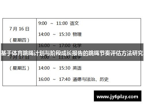 基于体育跳绳计划与阶段成长报告的跳绳节奏评估方法研究